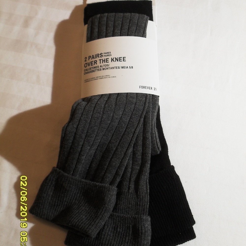 2 PAIR OF OVER THE KNEE SOCKS NEW